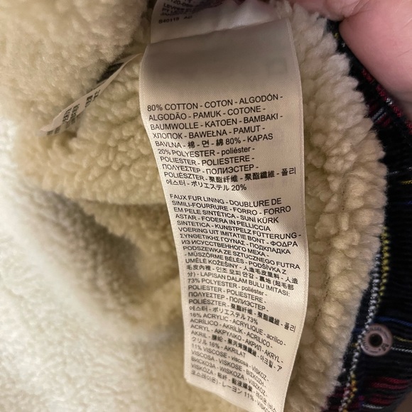 Levi's Cream Sherpa Jacket with Corduroy Plaid Accents Sz XS - Picture 5 of 6